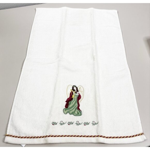 VTG St Nicholas Square 25x16 Angel Hand Towels (Set Of 2) Cream 100% Cotton GUC - Picture 5 of 8